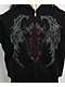 Insomnia Visuals Winged Cross Rhinestone Black Zip Hoodie - Thumbnail image 3 of 8