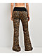 Juicy Couture Rib Waist Brown Leopard Flare Sweatpants - Thumbnail image 2 of 2