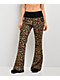 Juicy Couture Rib Waist Brown Leopard Flare Sweatpants - Thumbnail image 1 of 2
