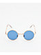 Kid Navy & Gold Round Sunglasses