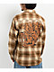 Killer Acid Skully Brown Plaid Long Sleeve Button Up Shirt - Thumbnail image 2 of 4