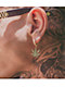King Ice 14K Gold & Silver Weed Leaf Hoop Earrings - Thumbnail image 2 of 2