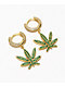 King Ice 14K Gold & Silver Weed Leaf Hoop Earrings - Thumbnail image 1 of 2