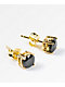 King Ice 6mm Gold & Black Round Cut Earrings 