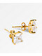 King Ice 6mm Gold & Clear Princess Cut Earrings  - Thumbnail image 1 of 3