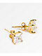 King Ice 6mm Gold & Clear Princess Cut Earrings 