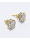 King Ice Hexagon Gold Stud Earrings