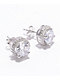 King Ice Iced Round Frame Silver Stud Earrings