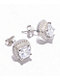 King Ice Iced Square Frame Silver Stud Earrings