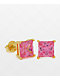 King Ice Princess Cut Pink Earrings - Thumbnail image 1 of 2