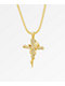 King Ice Thorned Cross Gold Necklace
