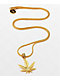 King Ice Weed Leaf 20" Gold Chain Necklace - Thumbnail image 2 of 2