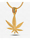 King Ice Weed Leaf 20" Gold Chain Necklace - Thumbnail image 1 of 2