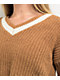 Love Knits NYC Brown V-Neck Crop Sweater - Thumbnail image 3 of 4