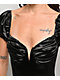 Lovesome Satin Babydoll Black Puff Sleeve Mini Dress  - Thumbnail image 3 of 6
