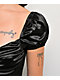 Lovesome Satin Babydoll Black Puff Sleeve Mini Dress  - Thumbnail image 4 of 6