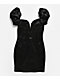 Lovesome Satin Babydoll Black Puff Sleeve Mini Dress  - Thumbnail image 6 of 6
