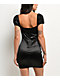 Lovesome Satin Babydoll Black Puff Sleeve Mini Dress  - Thumbnail image 2 of 6