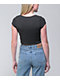 Lunachix Black Rib Tie Front Crop Top - Thumbnail image 3 of 3