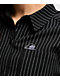 Lurking Class By Sketchy Tank Lurker Stripe Black & White Long Sleeve Crop Button Up Shirt - Thumbnail image 3 of 4