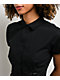 Lurking Class by Sketchy Tank Agnes Black Short Sleeve Button Up Corset Shirt - Thumbnail image 3 of 4
