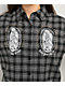 Lurking Class by Sketchy Tank Muerte Black & Grey Plaid Button Up Crop Shirt - Thumbnail image 3 of 4