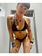 Lurking Class by Sketchy Tank Terror Eyes Burgundy Stripe High Leg Bikini Bottom - Thumbnail image 4 of 4