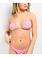 Melodie Pink Print Rib Triangle Bikini Top - Thumbnail image 1 of 6