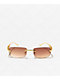 Micro Rectangle Leopard Brown & Gold Frameless Sunglasses - Thumbnail image 2 of 2