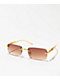 Micro Rectangle Leopard Brown & Gold Frameless Sunglasses - Thumbnail image 1 of 2