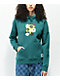 Monet Mason Blurred Flowers Turquoise Hoodie - Thumbnail image 2 of 4
