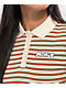 Monet Skateboards Madina Brown Striped Crop Polo Shirt - Thumbnail image 3 of 4
