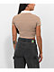 Monet Skateboards Madina Brown Striped Crop Polo Shirt - Thumbnail image 2 of 4