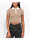 Monet Skateboards Madina Brown Striped Crop Polo Shirt - Thumbnail image 1 of 4