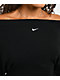 Nike Essential Off Shoulder Black Crop T-Shirt - Thumbnail image 3 of 6