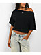 Nike Essential Off Shoulder Black Crop T-Shirt - Thumbnail image 1 of 6