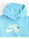 Nike SB Kids Icon Light Blue Hoodie - Thumbnail image 3 of 3