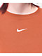 Nike Sportswear Burnt Orange Crop Crewneck Sweatshirt - Thumbnail image 3 of 3