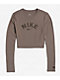 Nike Sportswear Chill Knit Brown Long Sleeve Crop T-Shirt - Thumbnail image 5 of 6