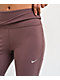 Nike Sportswear Chill Knit Tattoo Brown Fold Over Flare Leggings - Thumbnail image 5 of 7
