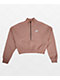 Nike Sportswear Essential Beige Crop Half Zip Fleece Sweatshirt - Thumbnail image 1 of 2