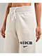 Nike Sportswear Phoenix Fleece Logo Light Orewood High Waist Wide Leg Sweatpants - Thumbnail image 3 of 5