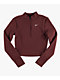 Nike Sportswear Phoenix Plush Burgundy Crush Quarter Zip Crop Sweatshirt - Thumbnail image 4 of 5