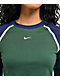 Nike Sportswear Street Green & Blue Long Sleeve Crop T-Shirt - Thumbnail image 3 of 5