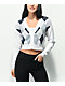 Nikka K White, Blue, & Grey Argyle Crop Sweater