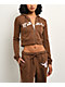 Ninth Hall Airbrush Afterlife Brown Crop Zip Hoodie - Thumbnail image 1 of 8