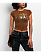 Ninth Hall Alina Brown Crop T-Shirt - Thumbnail image 1 of 4