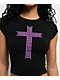 Ninth Hall Alina Studs Cross Black Crop T-Shirt - Thumbnail image 3 of 4