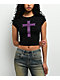 Ninth Hall Alina Studs Cross Black Crop T-Shirt - Thumbnail image 1 of 4
