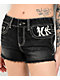 Ninth Hall Alyssia Crosses Black Wash Denim Shorts - Thumbnail image 6 of 6